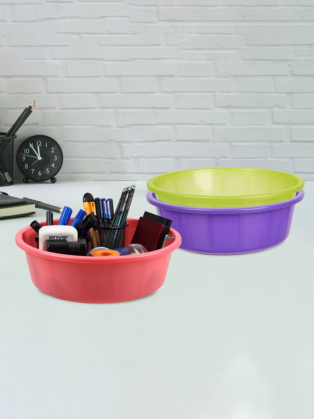

Kuber Industries Purple & Green 3 Pieces Regular Desk Organisers