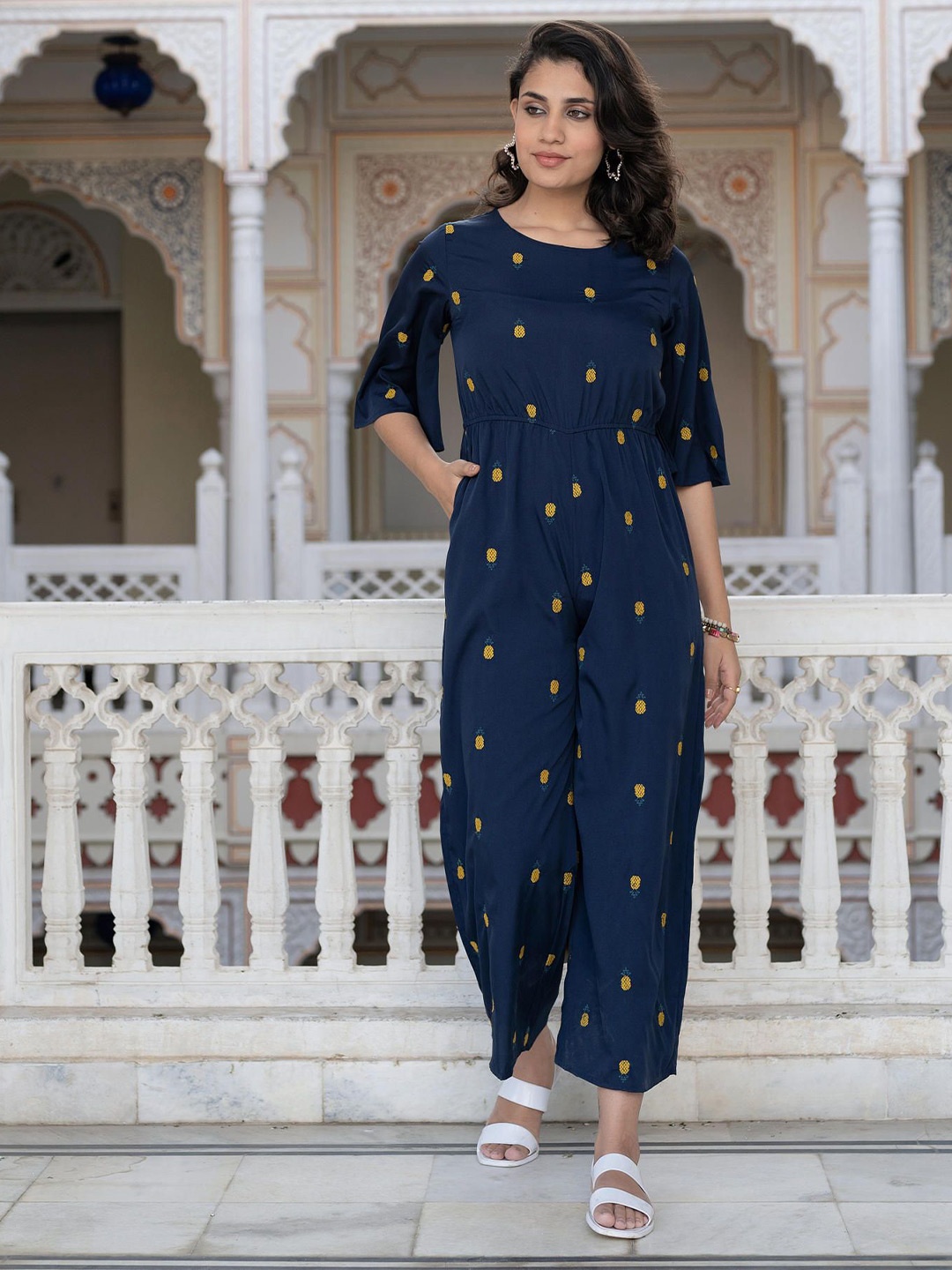 

Juniper Printed Basic Jumpsuit, Blue