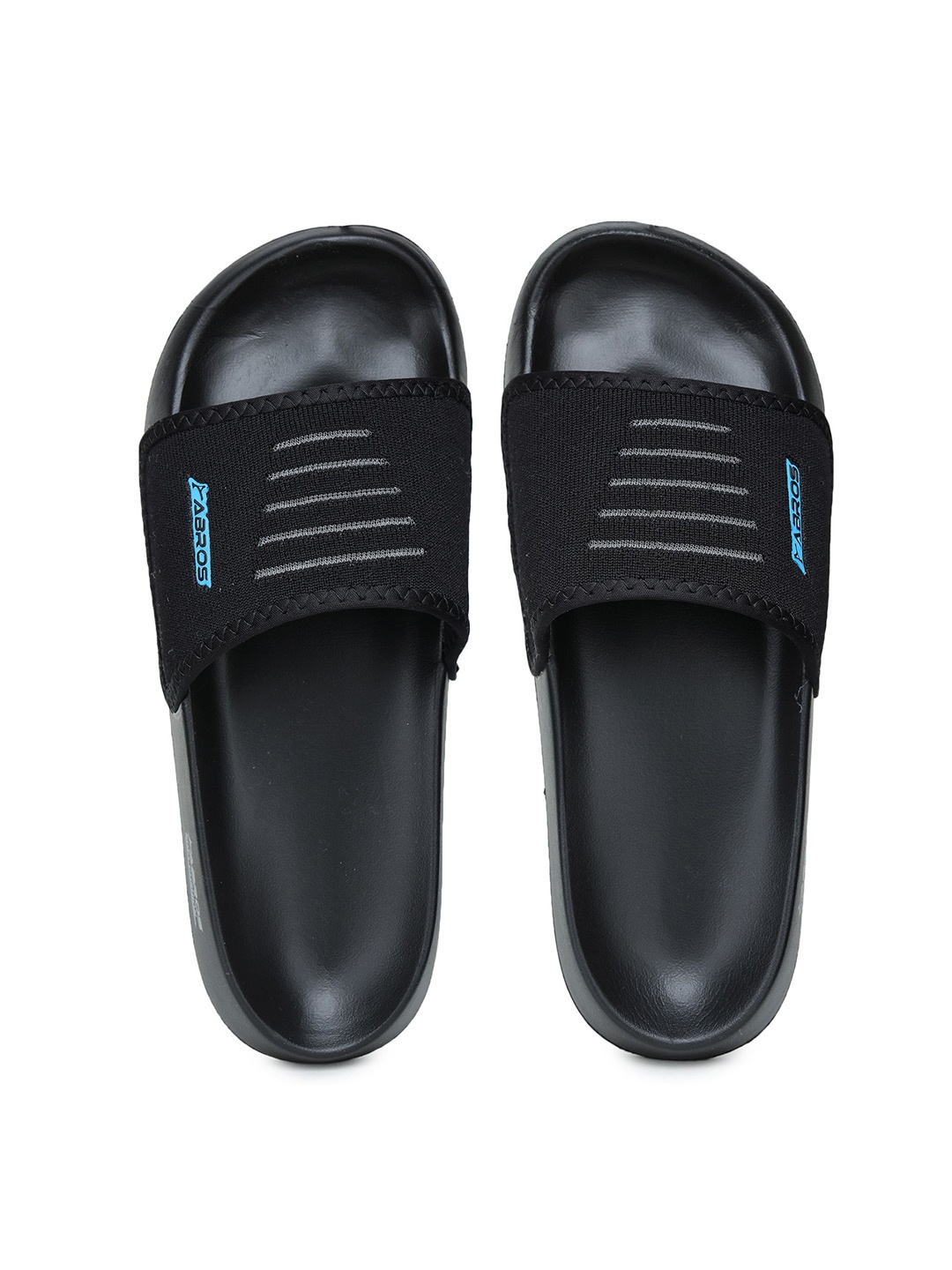 

ABROS Men Striped Sliders, Black