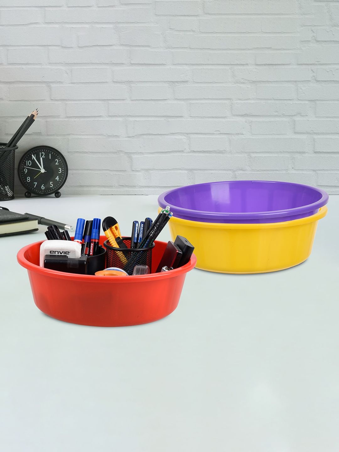 

Kuber Industries Yellow & Purple 3 Pieces Regular Desk Organisers