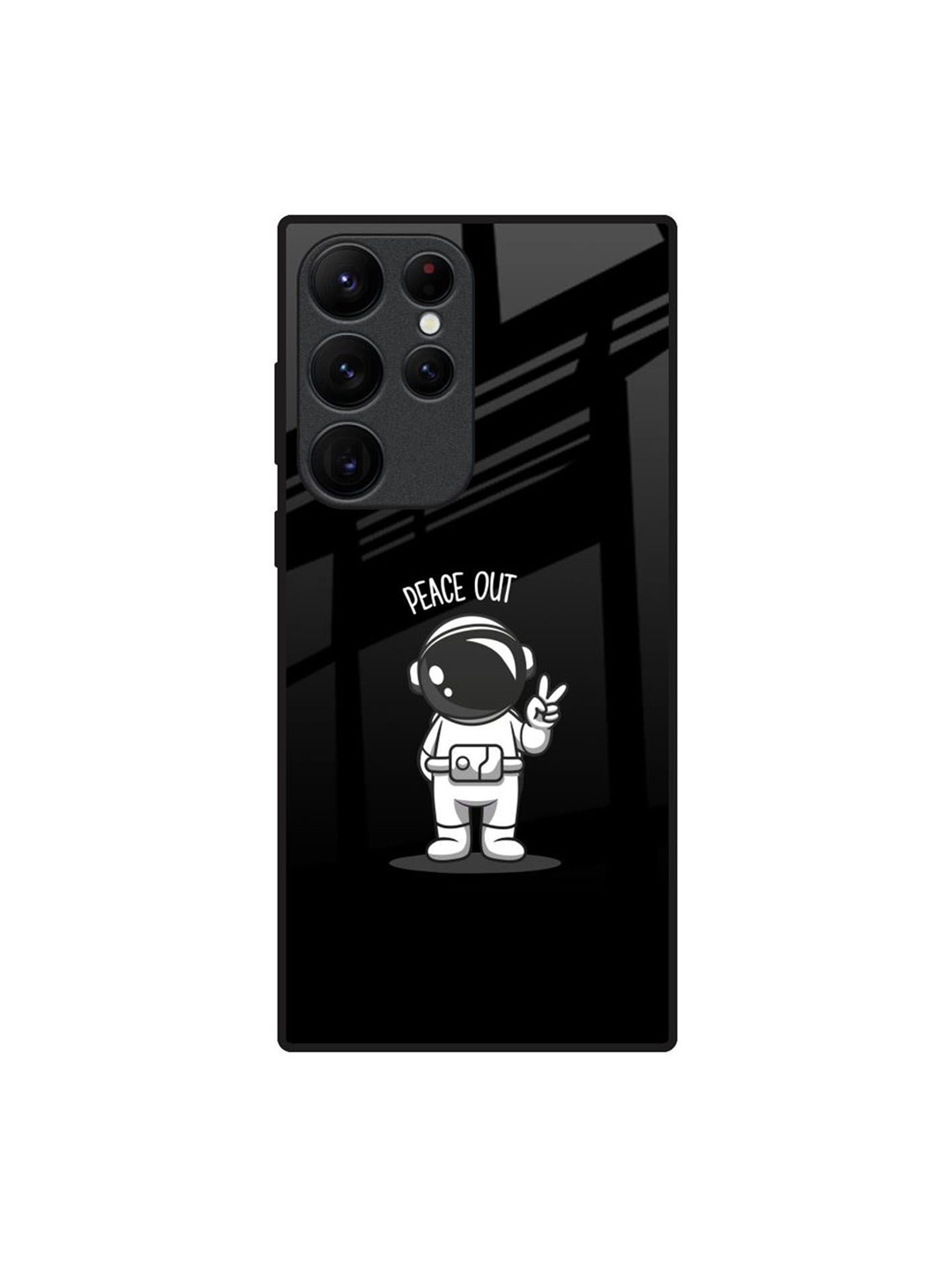 

QRIOH Peace Out Astro Real Printed Samsung Galaxy S22 Ultra Back Case, Black