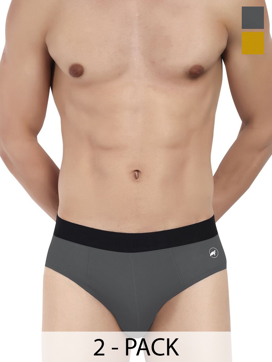 

LOGGERHEAD Pack Of 2 Cotton Hipster Briefs LHMB002-S.Grey-Yellow
