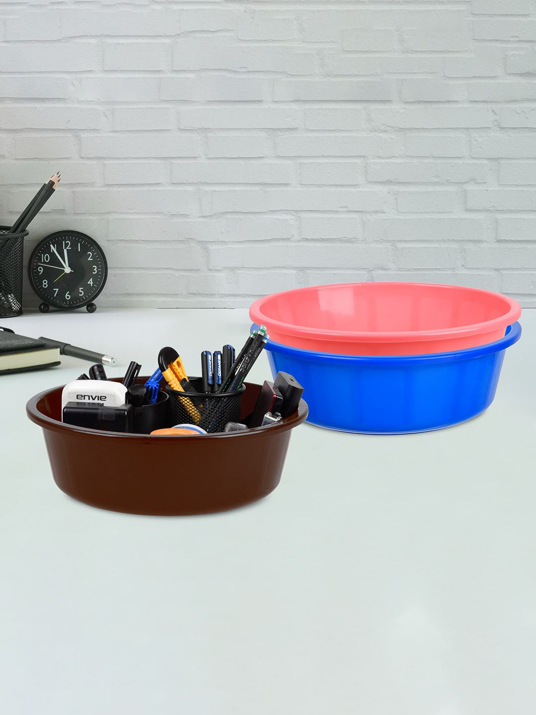 

Kuber Industries Blue & Pink 3 Pieces Regular Desk Organisers 6L Each