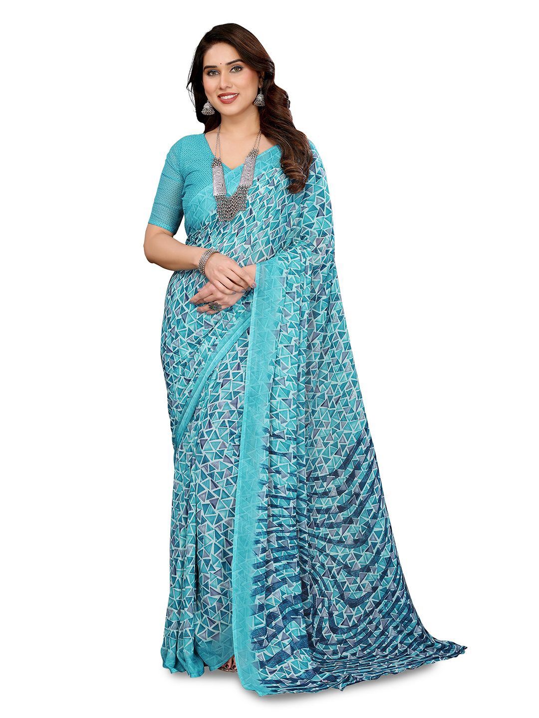 

Moda Rapido Poly Georgette Saree, Teal