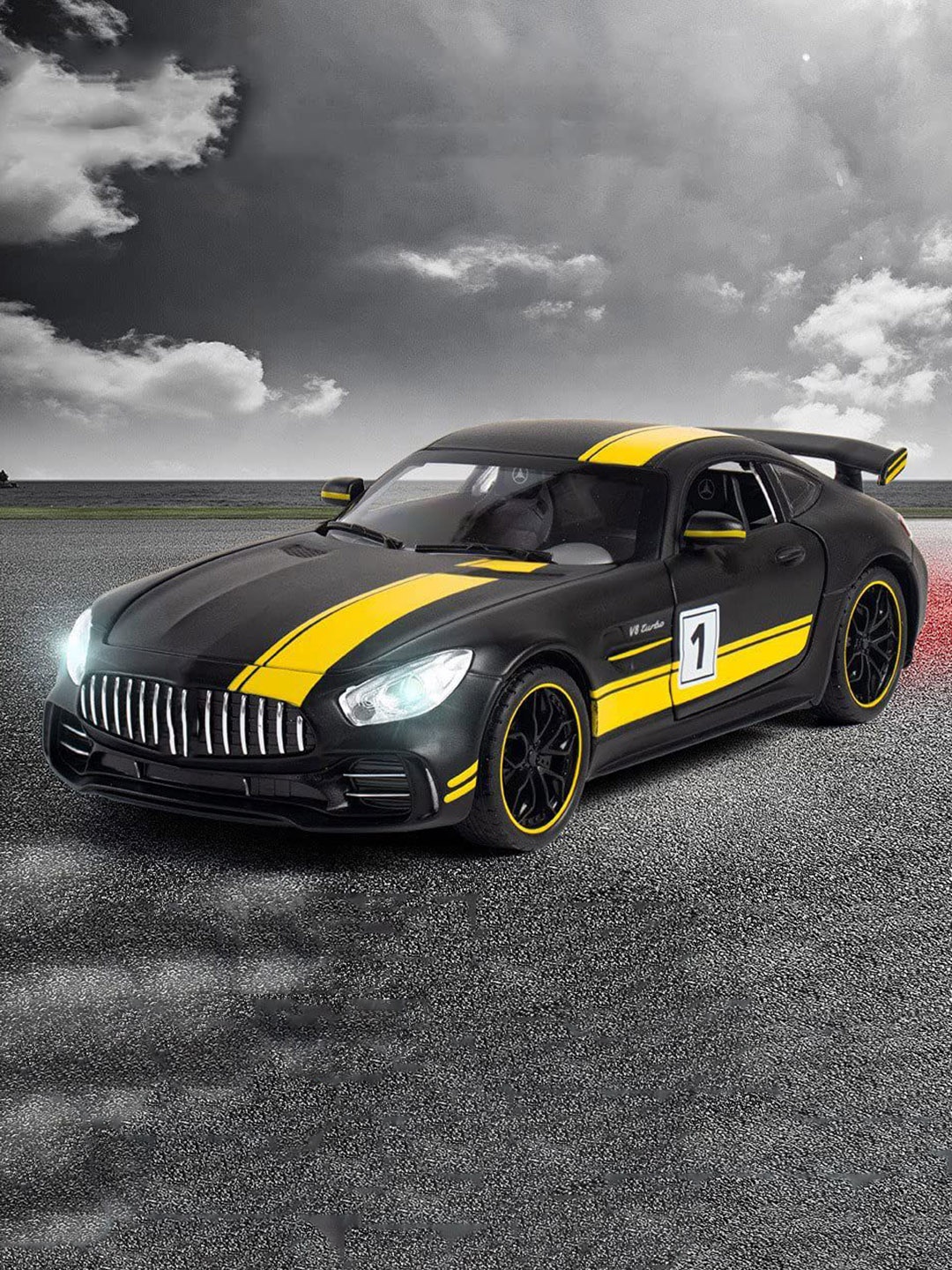 

DEUSON ECOM 1:24 Diecast Metal Car AMG GTR Toy Car Vehicles, Black