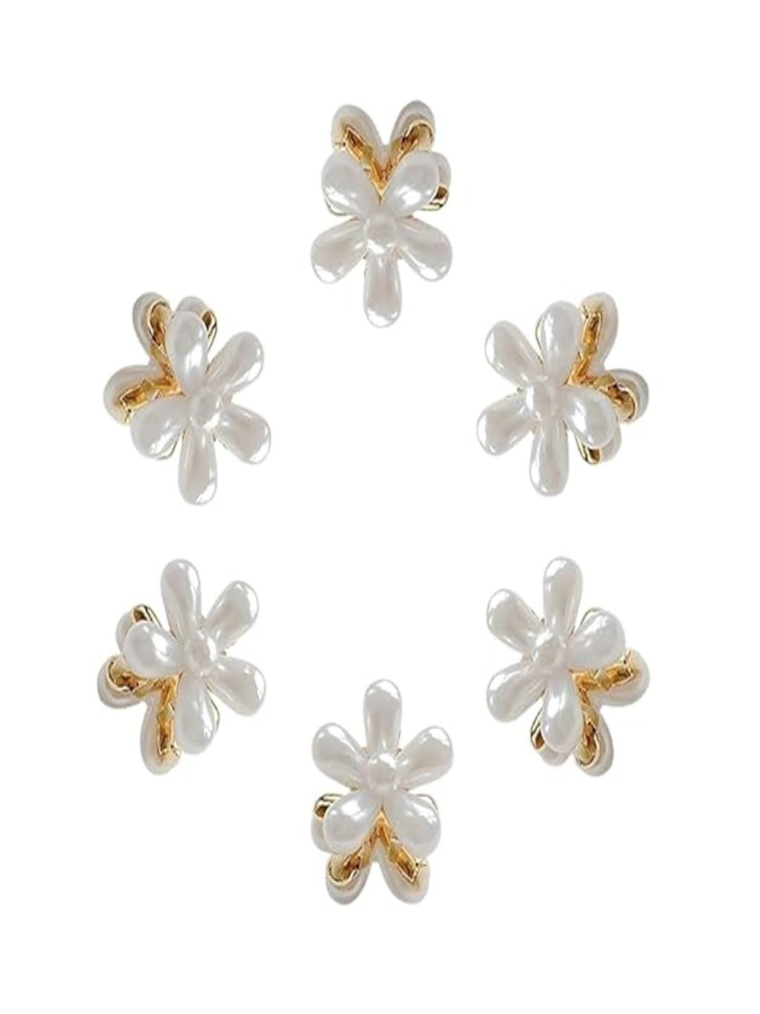

ANNA CREATIONS Women Set of 6 Floral Claw Clips, White