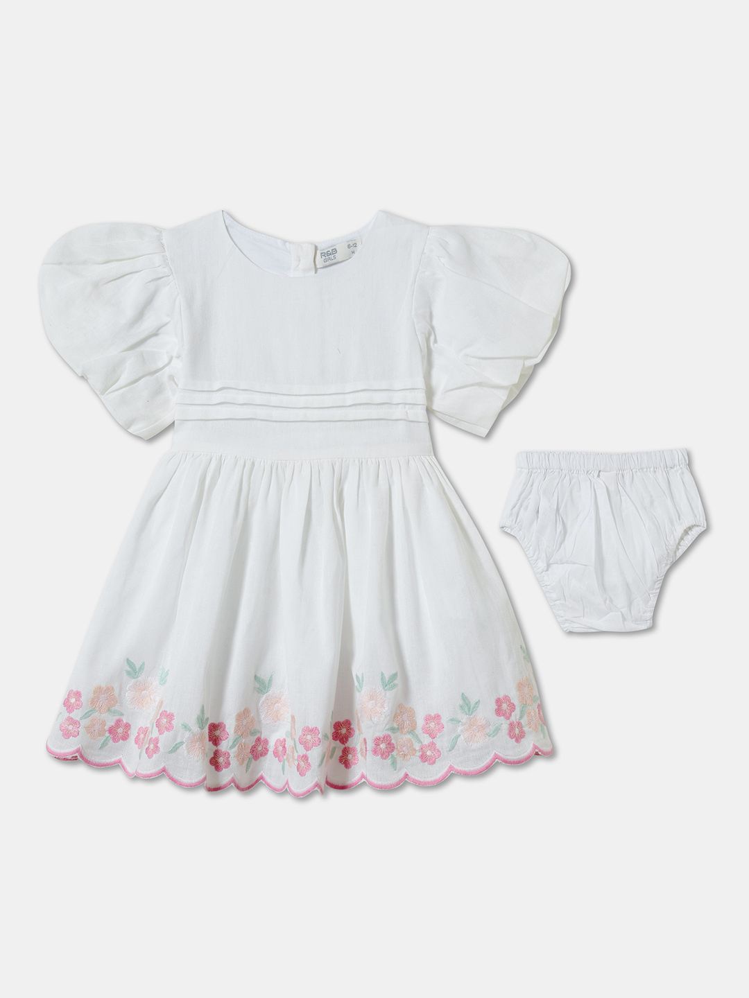 

R&B Girls Linen Fit & Flare Dress, White