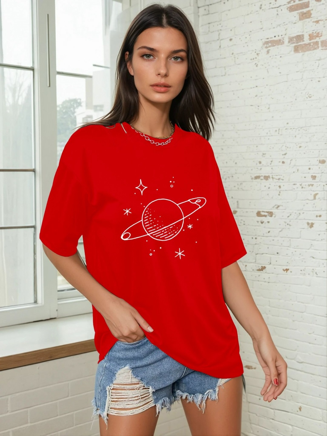 

CORSICA Women Graphic Printed Round Neck Relaxed Fit T-shirt, Red