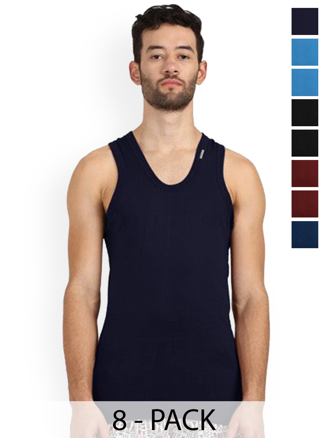 

Rupa Pack Of 8 Assorted Pure Cotton Innerwear Vests - Frontline-Color-Asst-RN-8-85