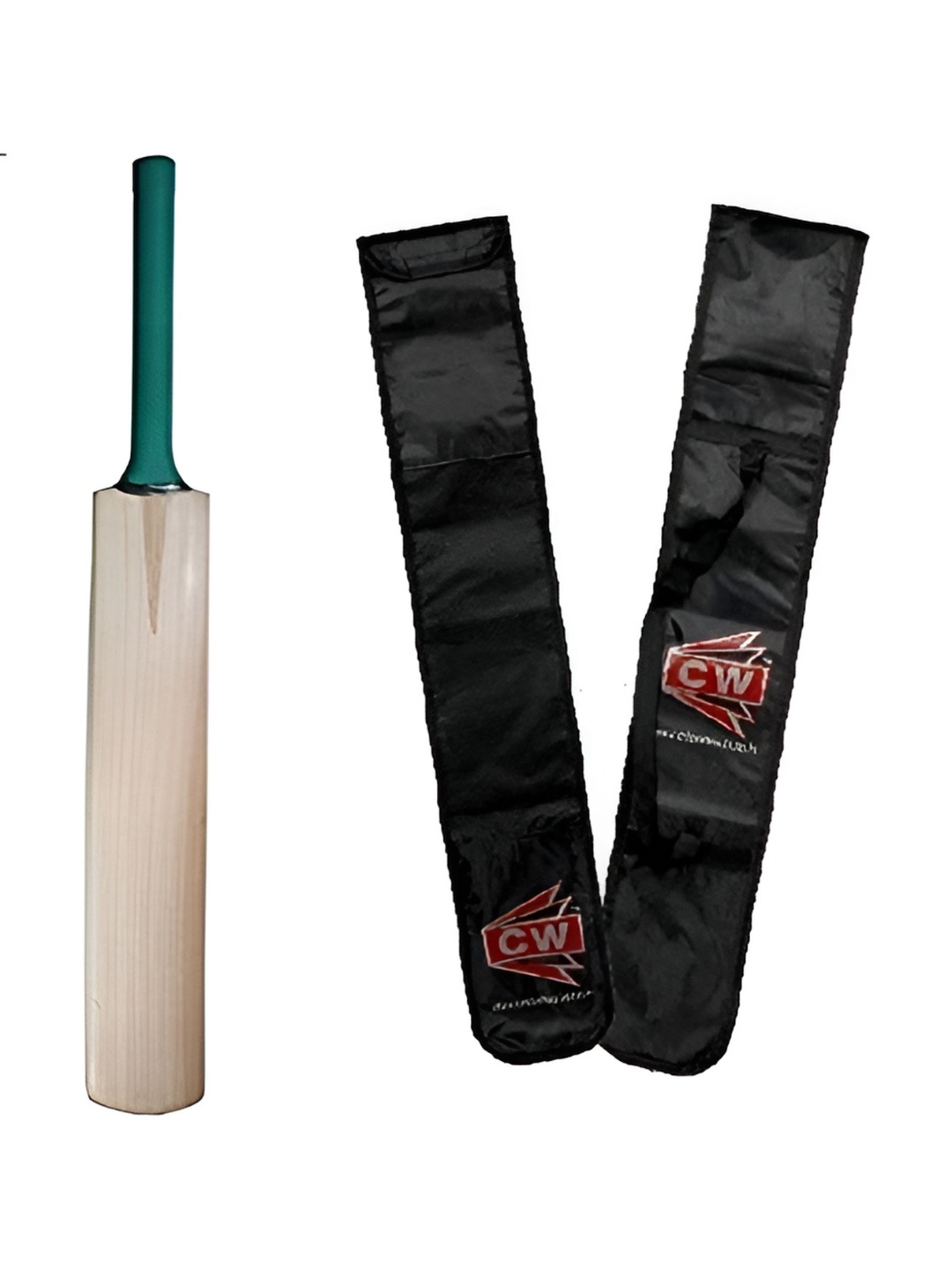 

CW Plain Base Kashmir Willow Cricket Bat With Big Edges and Cover, Green