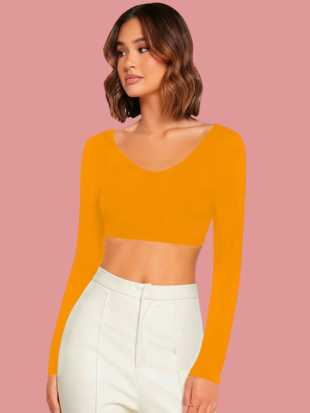 

Dream Beauty Fashion Women Solid V-Neck Top, Yellow