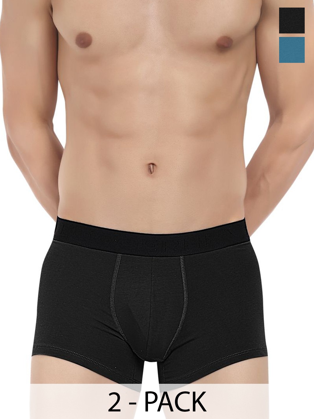 

LOGGERHEAD Pack Of 2 Cotton Long Trunks LHFT004-Aqua-Black, Blue