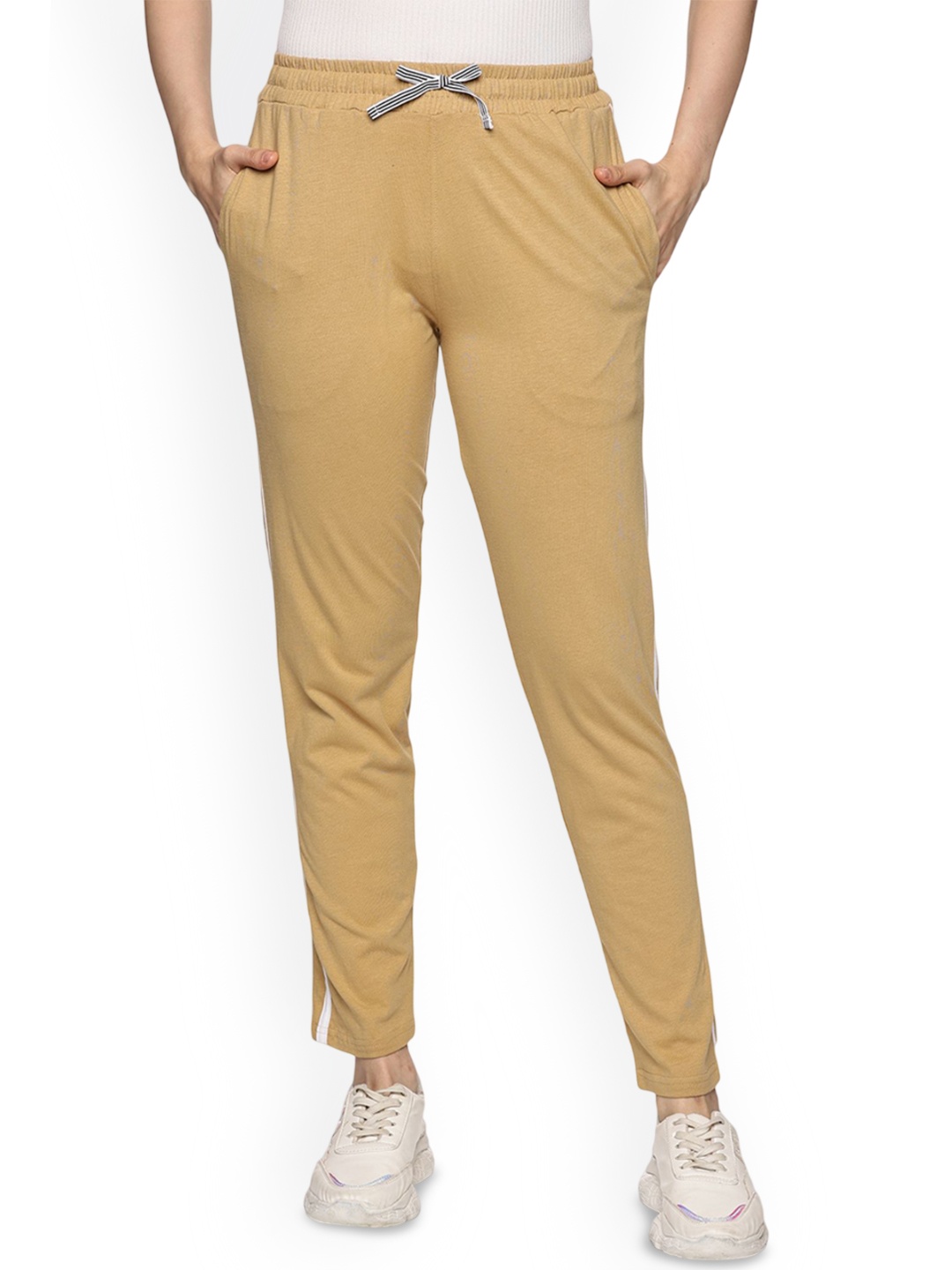 

Coppersmith Women Mid-Rise Regular Fit Track Pants, Beige