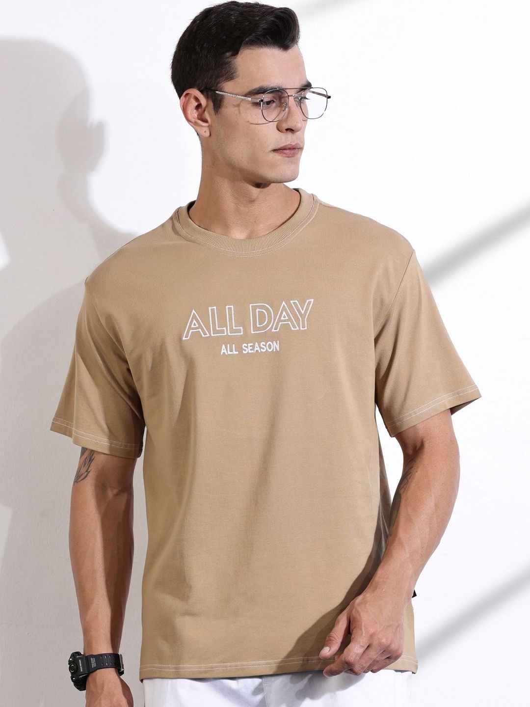 

Thomas Scott Men Typography Printed Round Neck Relaxed Fit T-shirt, Beige