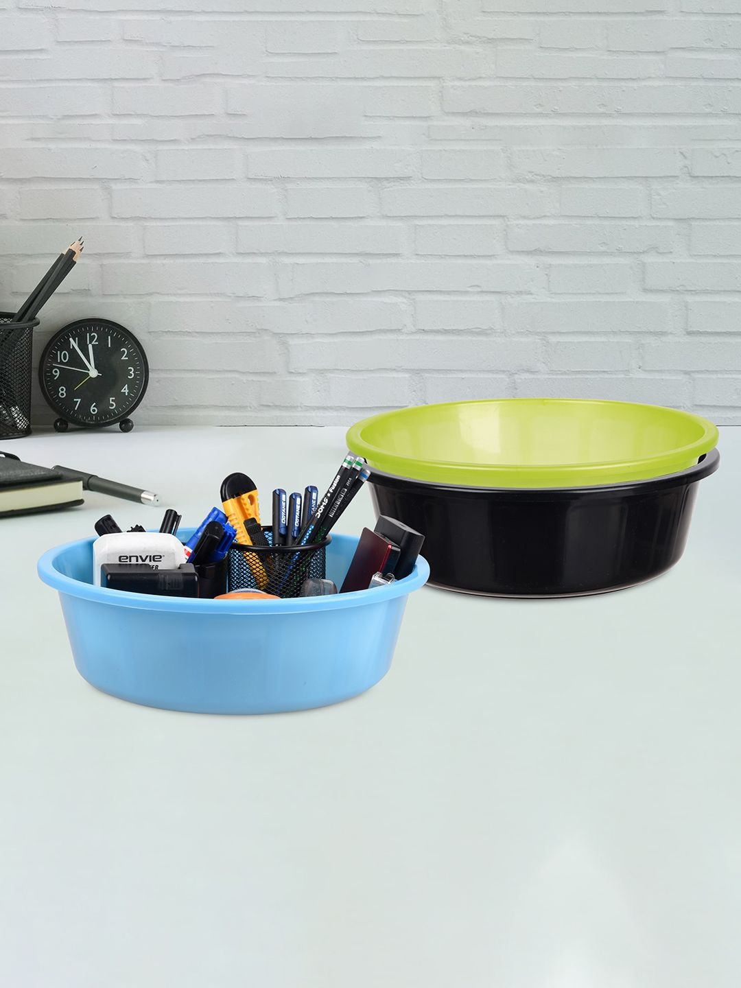 

Kuber Industries Green & Black 3 Pieces Regular Durable Multi-Utility Organisers