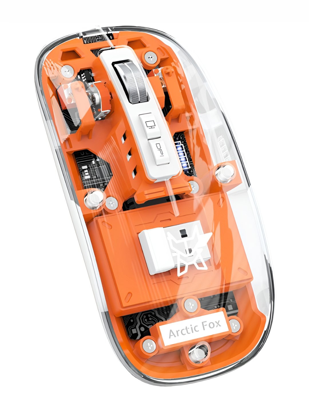 

Arctic Fox Pureview Transparent Wireless & Bluetooth Rechargeable Mouse, Orange