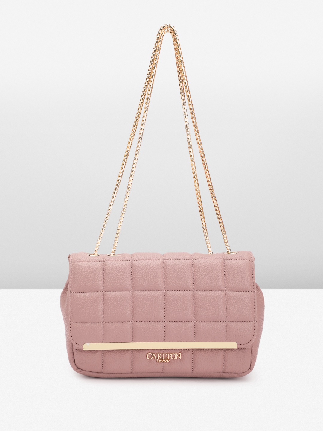 

Carlton London Textured Structured Sling Bag with Quilted, Pink