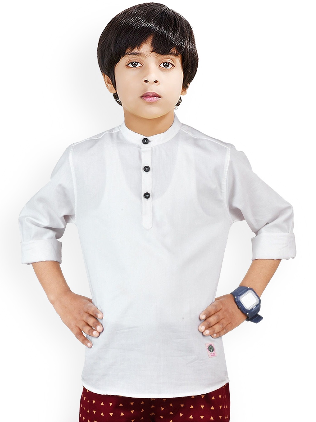 

MADE IN THE SHADE Boys Full Sleeves Pure Cotton Straight Kurta, White