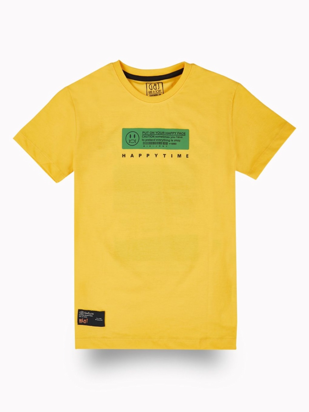 

Gini and Jony Boys Typography Printed Round Neck Cotton T-shirt, Yellow