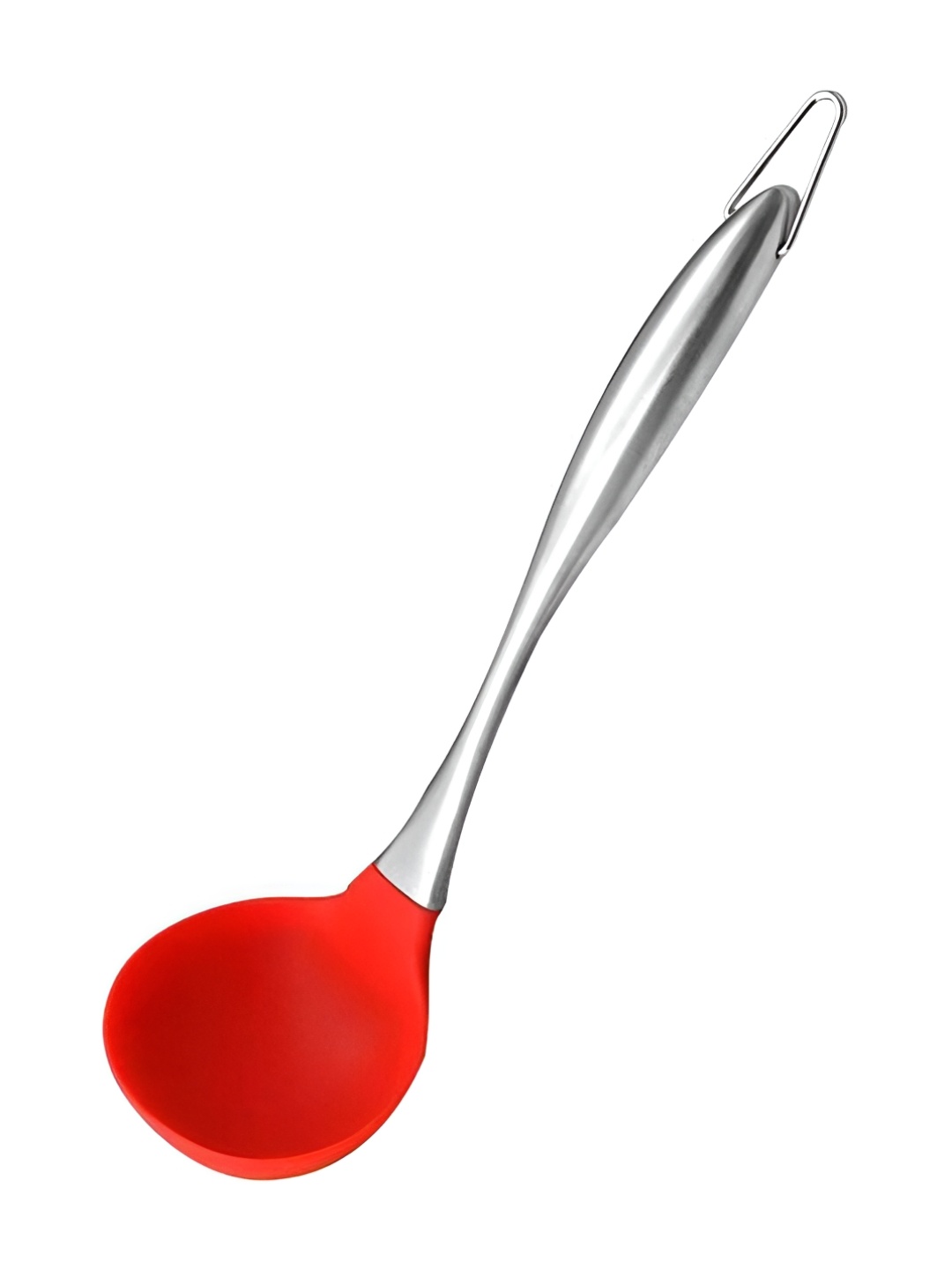 

Baskety Steel & Red Heat Resistant Soup Ladle Scoop With Handle