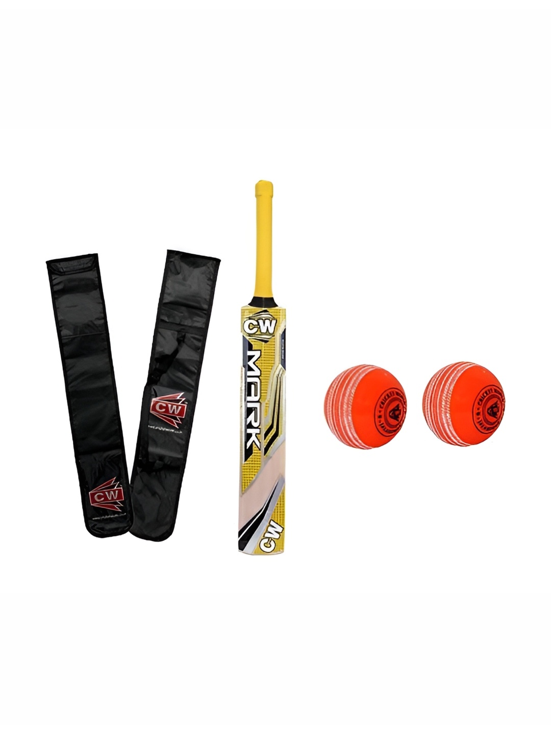 

CW Set of 2 Kashmir Willow Cricket Bat With Balls, Yellow