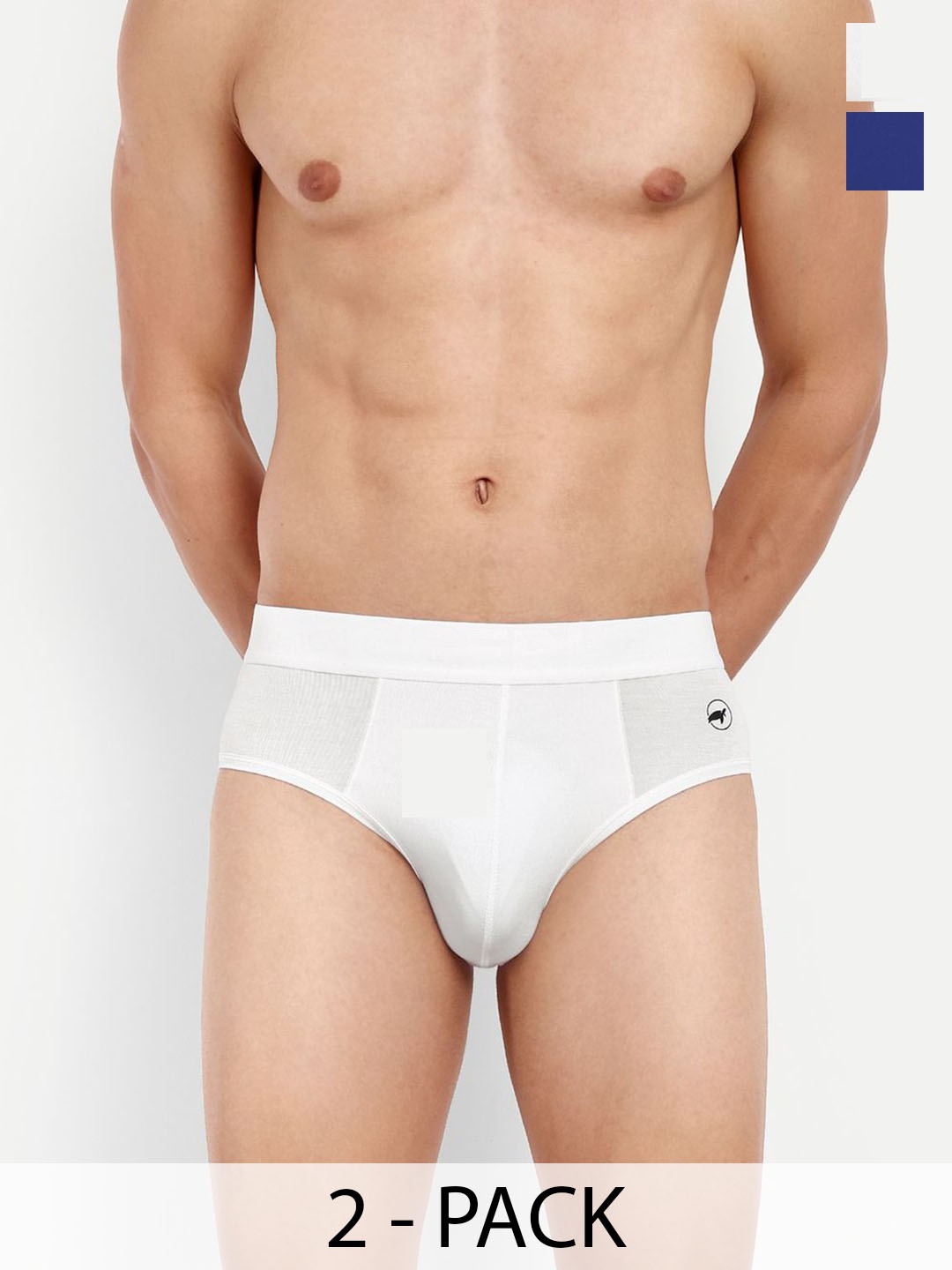 

LOGGERHEAD Pack Of 2 Cotton Mid-Rise Basic Briefs LHMB002-E.Blue-White