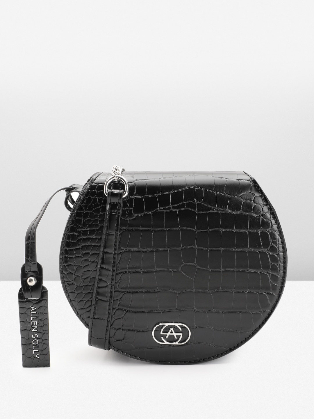 

Allen Solly Animal Skin Textured Structured Sling Bag, Black