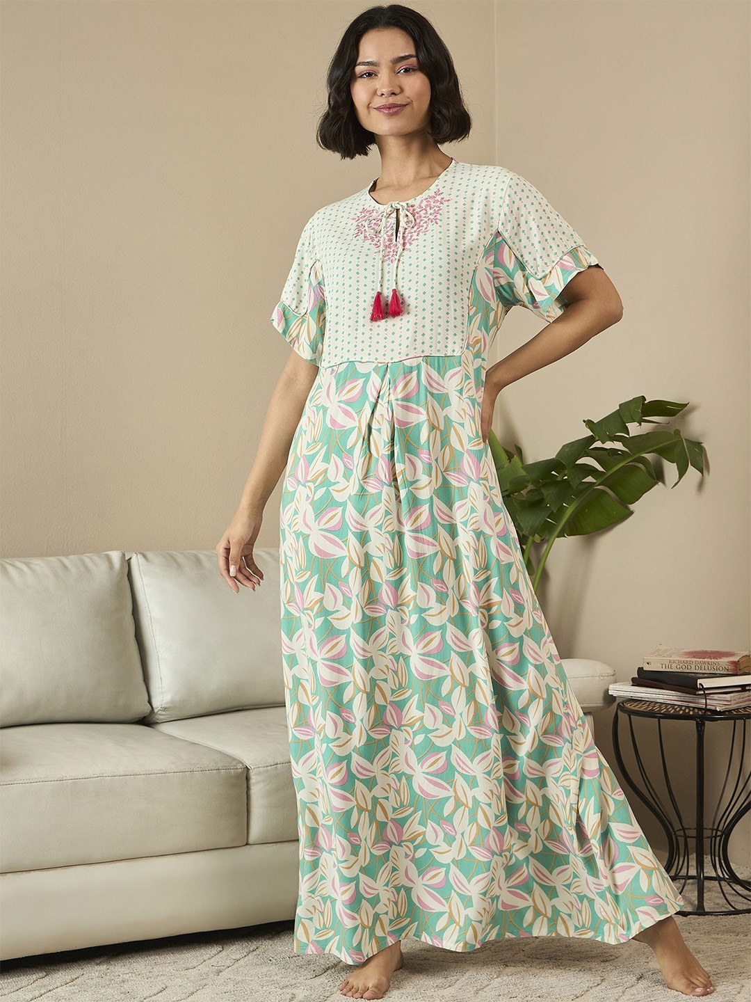 

July Floral Maxi Nightdress, White