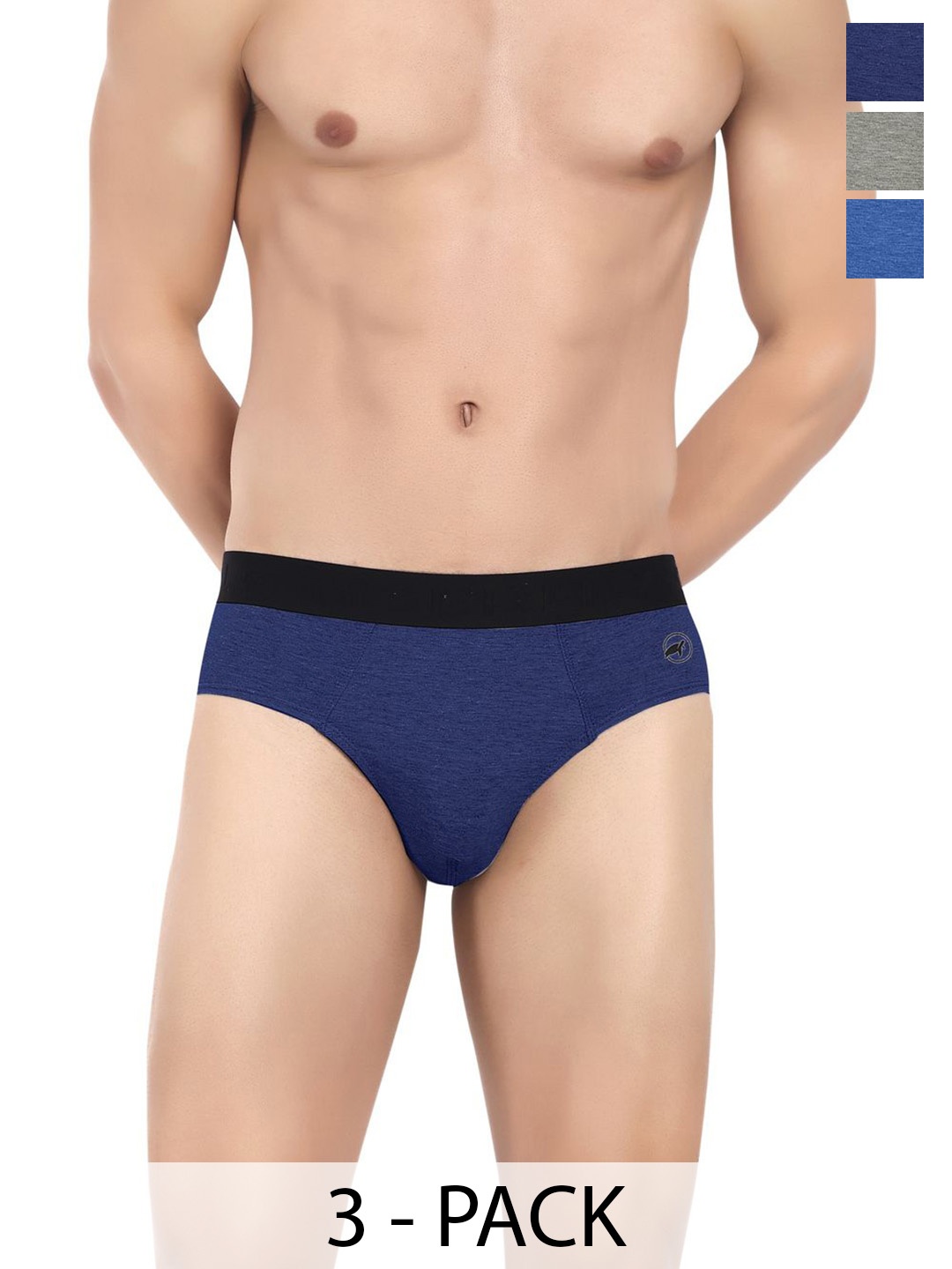 

LOGGERHEAD Pack Of 3 Cotton Mid-Rise Basic Briefs LHFB004-DarkGrey-Blue-Navy