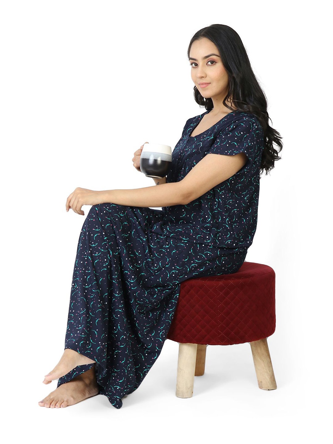

CHUI MUI Printed Maxi Nightdress, Blue