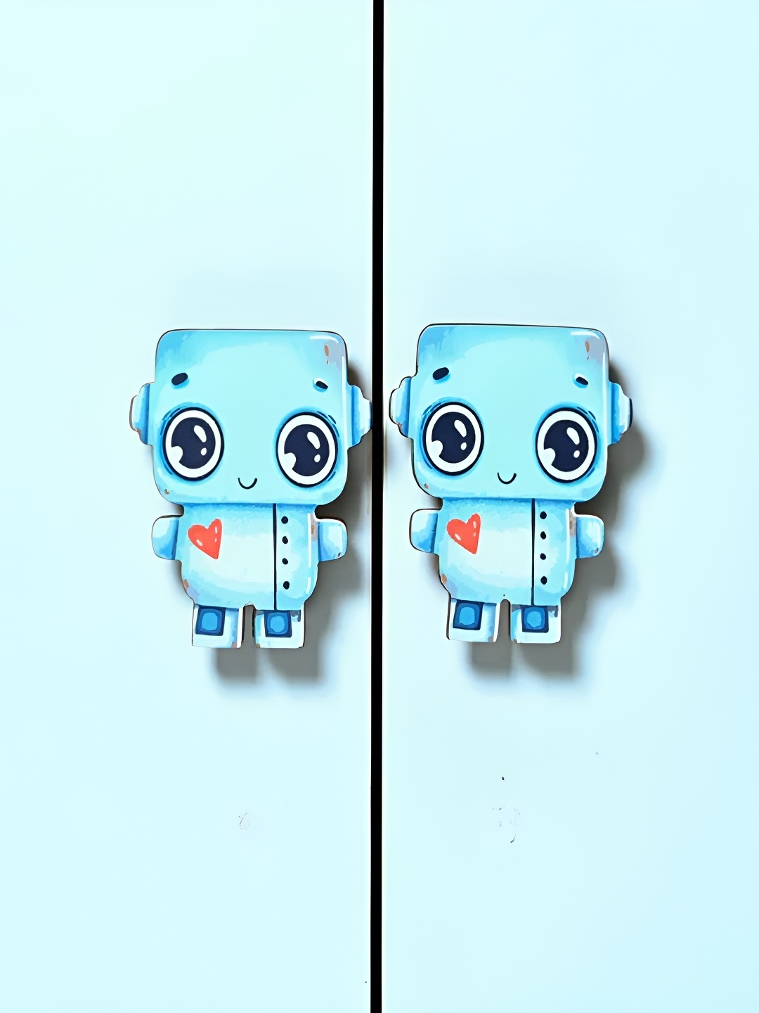 

Pinch of Pretty Blue & White 2 Pieces Printed Wooden Robot Cupboard Door Handles