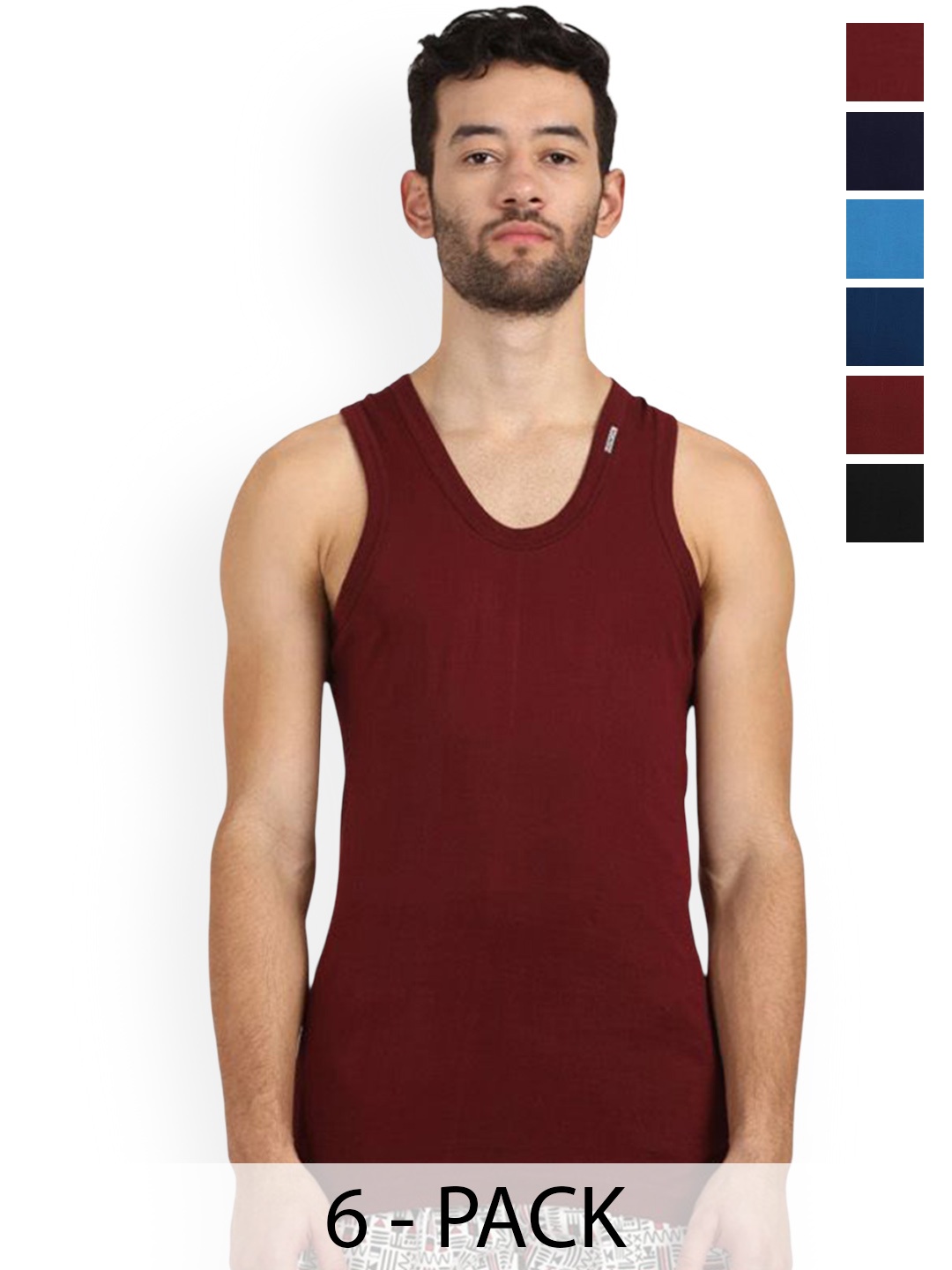 

Rupa Pack Of 6 Assorted Pure Cotton Under Shirt Vests Frontline-Color-Asst-RN-6-85