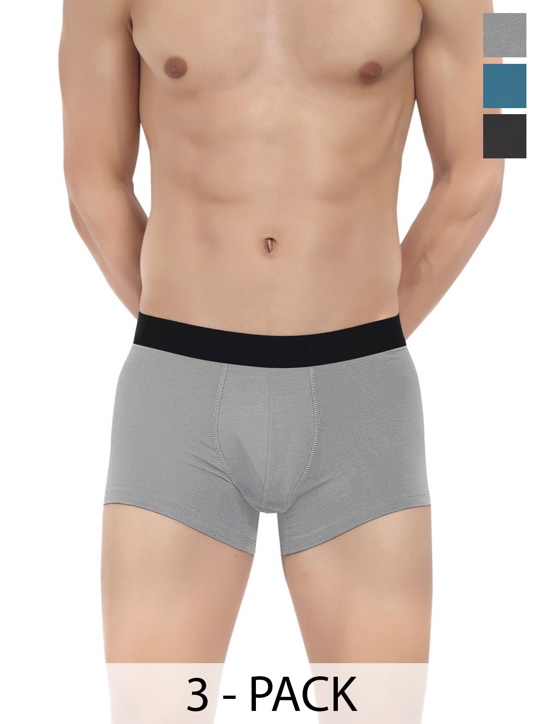 

LOGGERHEAD Pack of 3 Mid-Rise Short Trunks, Grey