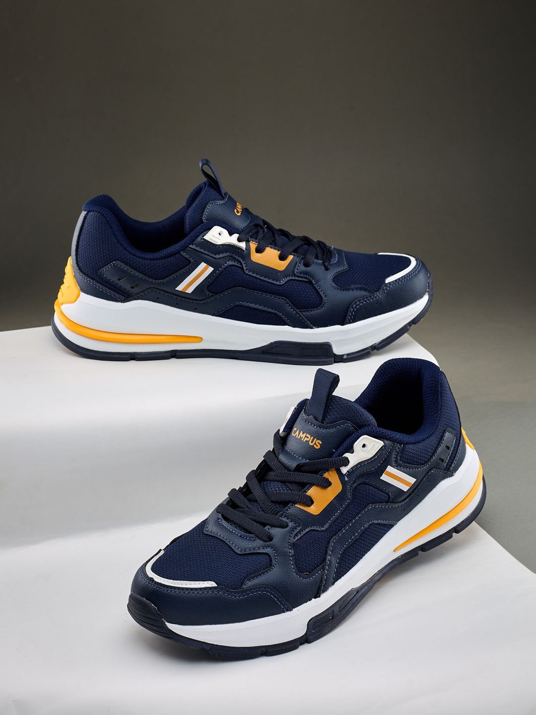 

Campus Harmony Men Contrast Sole Lace-Ups Sneakers, Navy blue