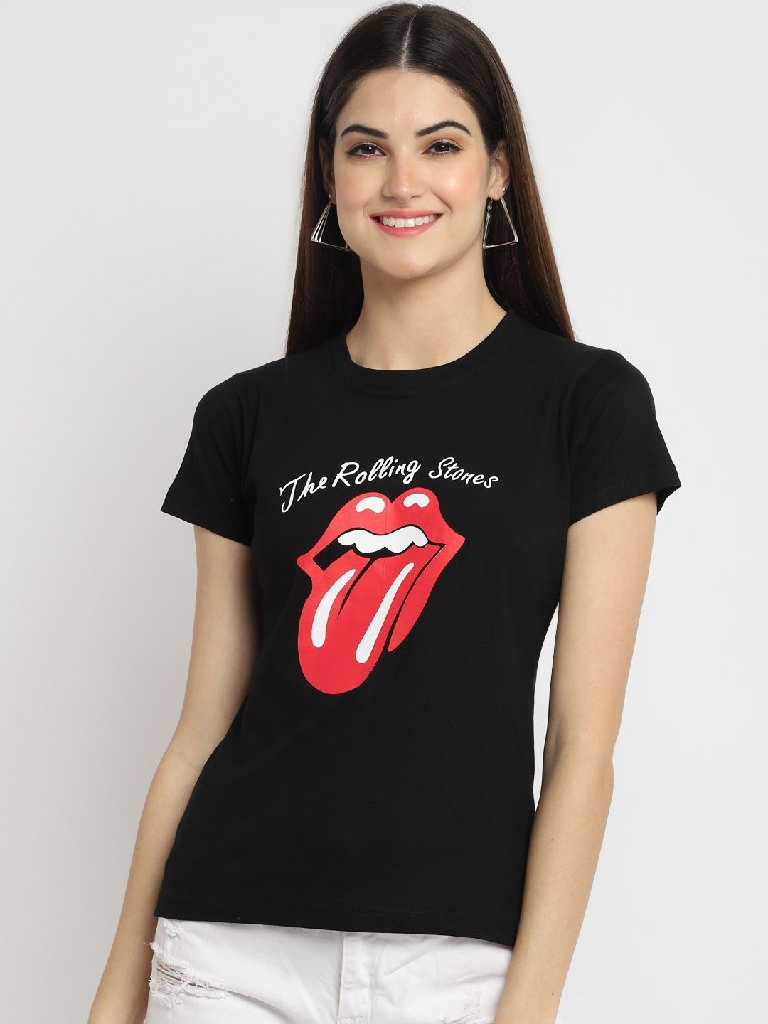 

CORSICA Women Graphic Printed Round Neck Cotton T-shirt, Black