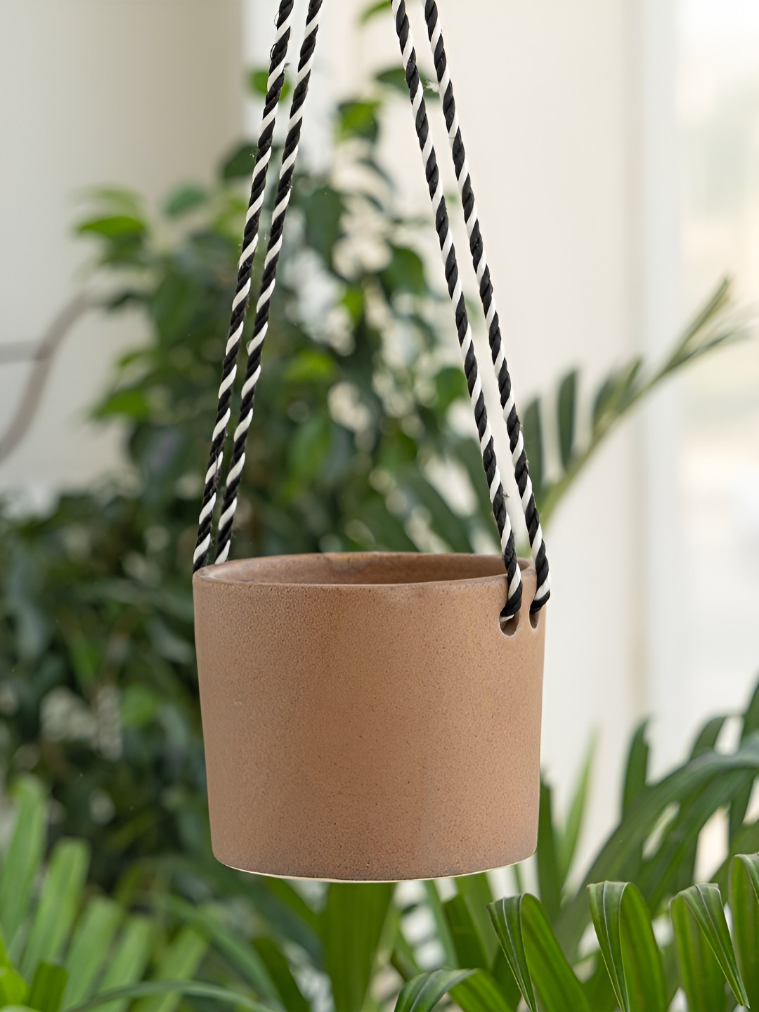 

Claymistry Brown & Black Ceramic Hanging Planter With Rope