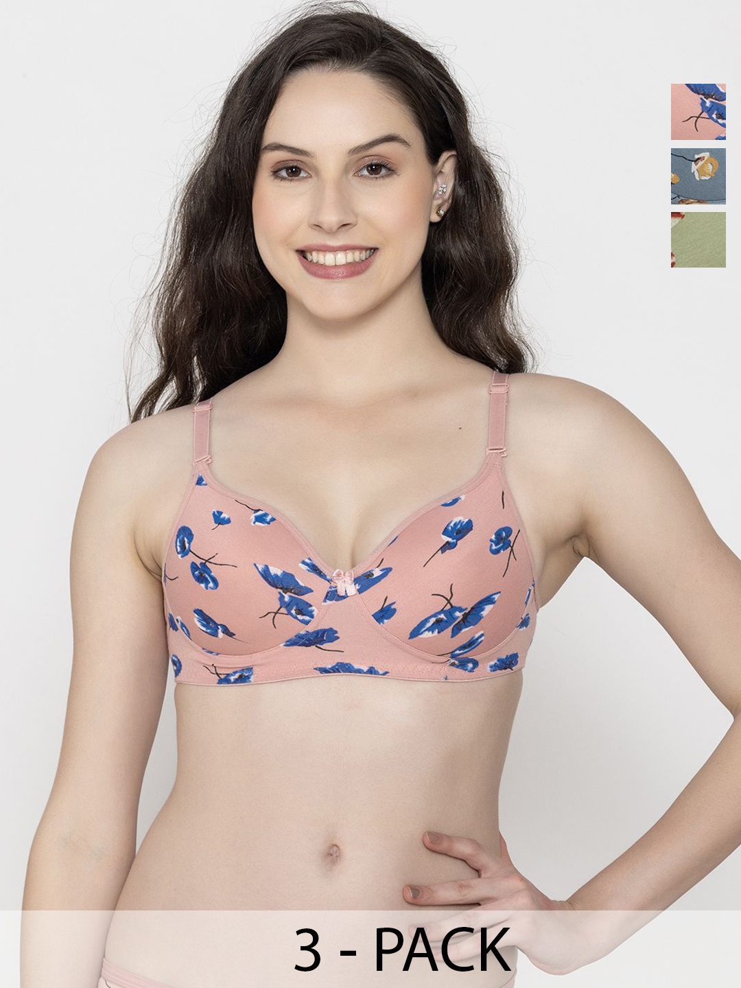 

ESOROUCHA Floral Bra Full Coverage Lightly Padded, Green