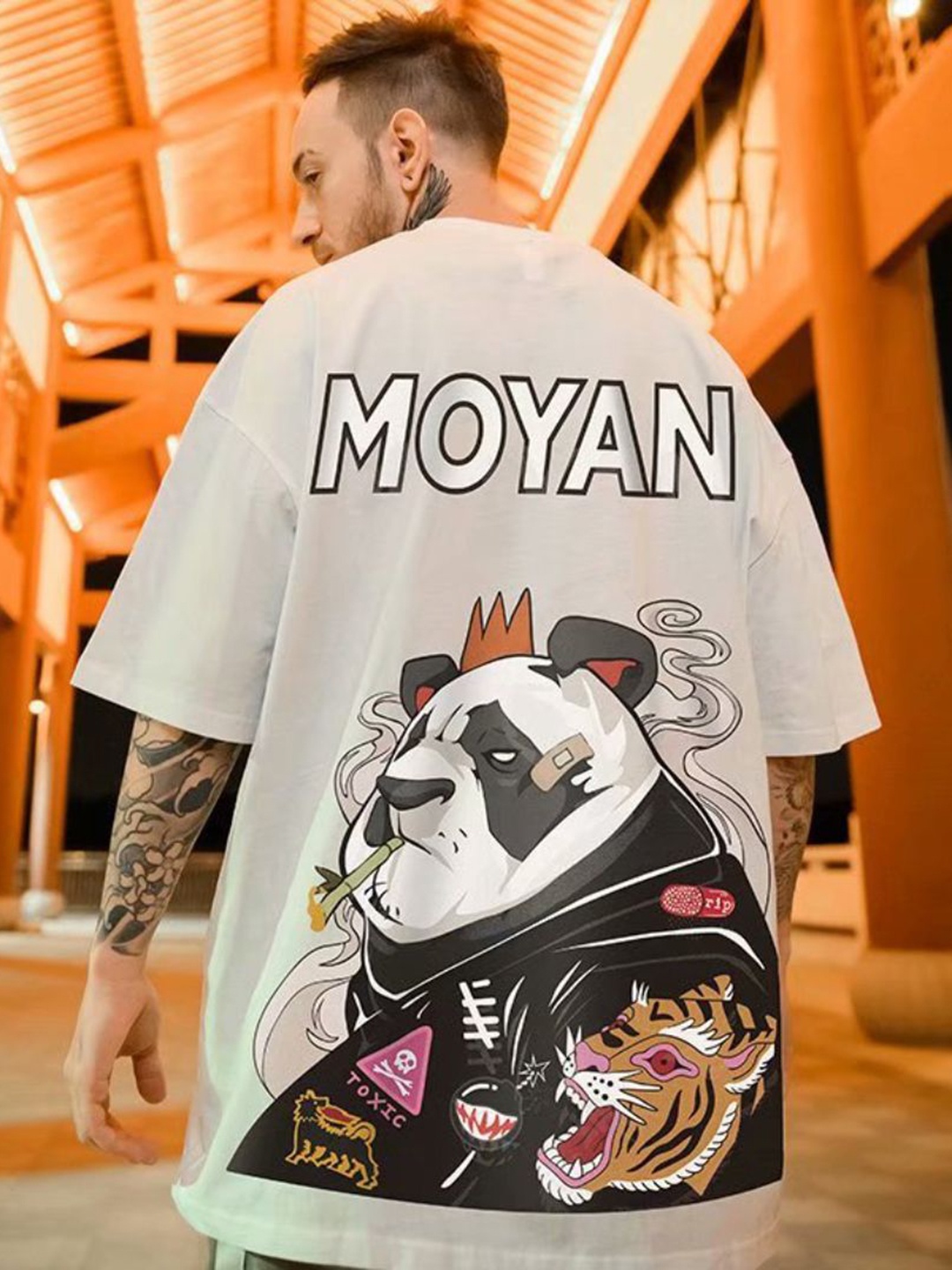 

StyleCast Men Graphic Printed Round Neck Relaxed Fit T-shirt, White