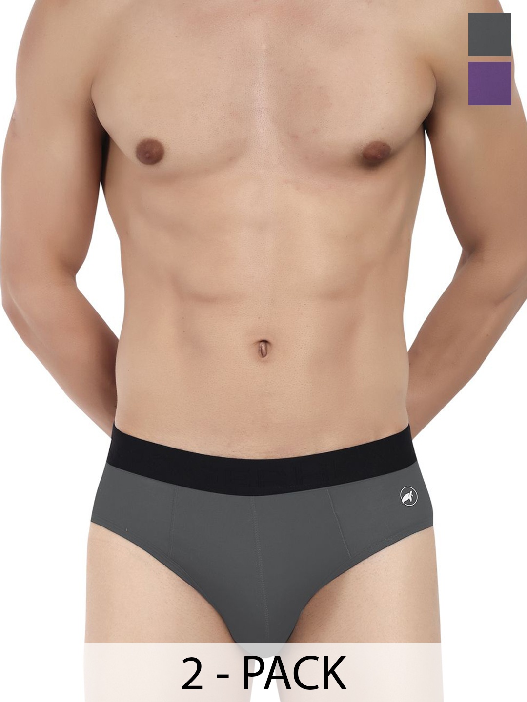 

LOGGERHEAD Pack Of 2 Cotton Hipster Briefs LHMB002-Purple-S.Grey