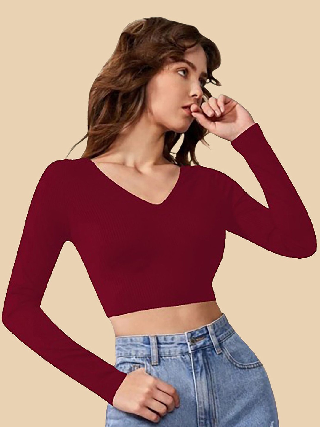 

Dream Beauty Fashion Crop Top, Maroon