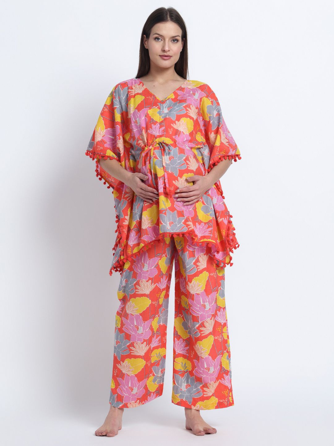 

Aujjessa Women Printed Night suit, Peach
