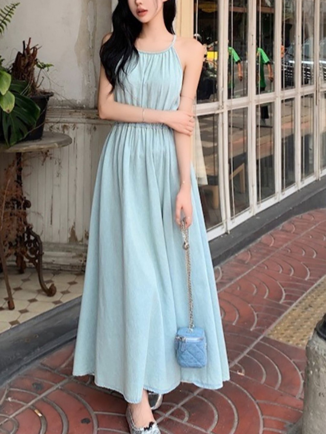 

Mast & Harbour Women Fit-Flare Maxi Dress, Blue