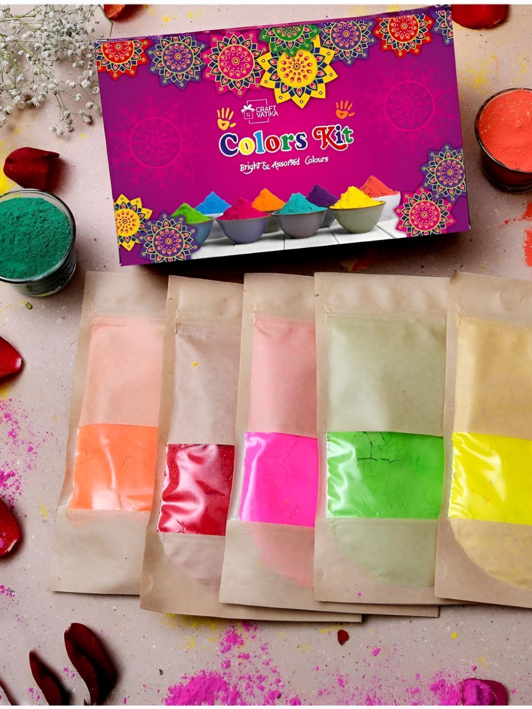 

CraftVatika Green & Yellow 5 Pieces Eco Friendly Holi Colors