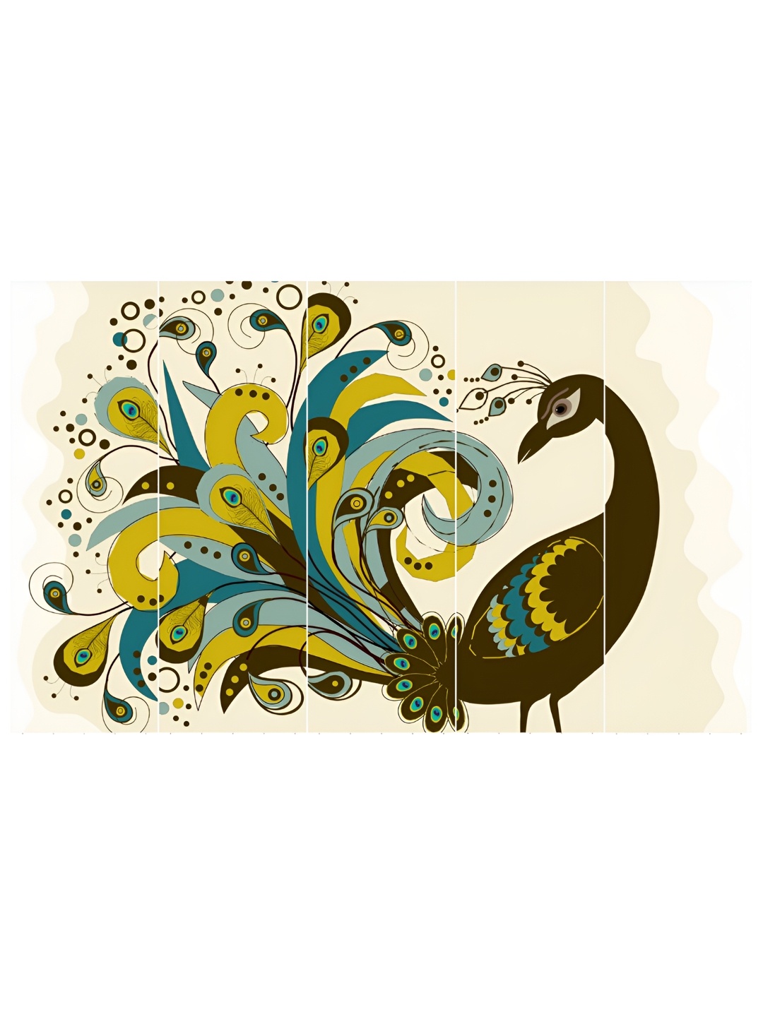 

Inephos Green & Yellow 5 Pieces Creative Artwork Birds and Animals Vinyl Wall Art