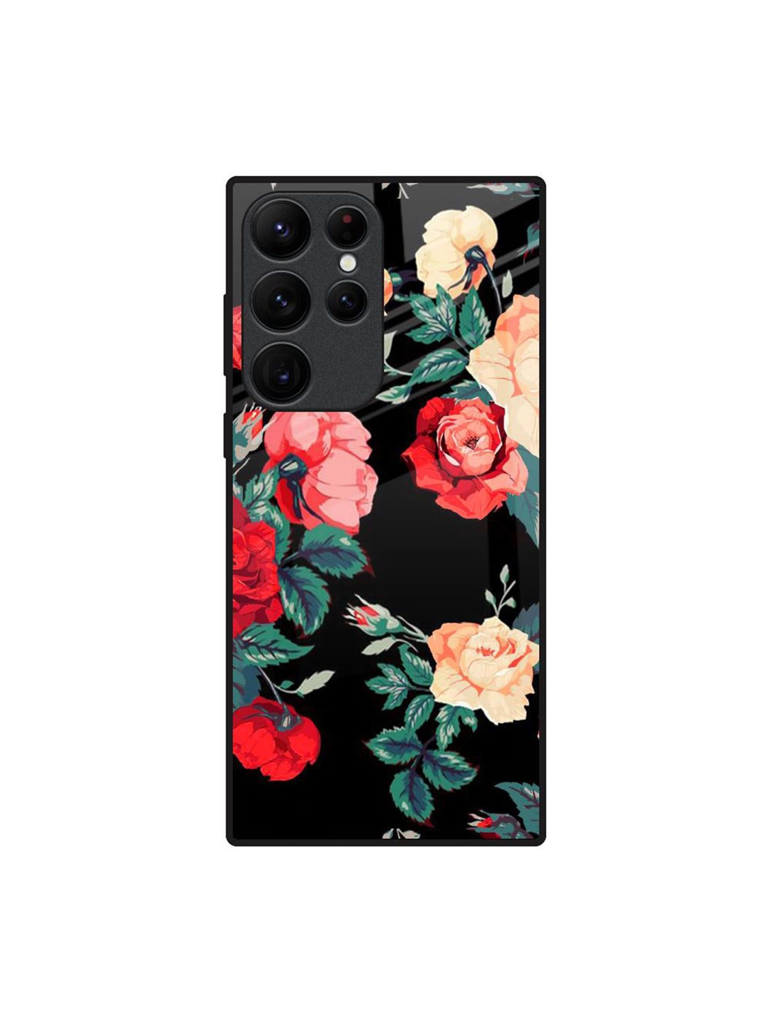

QRIOH Floral Bunch Printed Samsung Galaxy S22 Ultra Back Case, Black