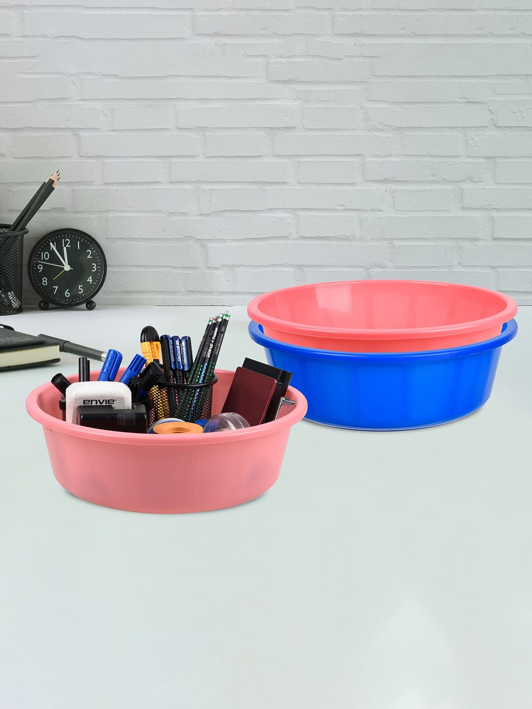 

Kuber Industries Blue & Pink 3 Pieces Regular Desk Organisers