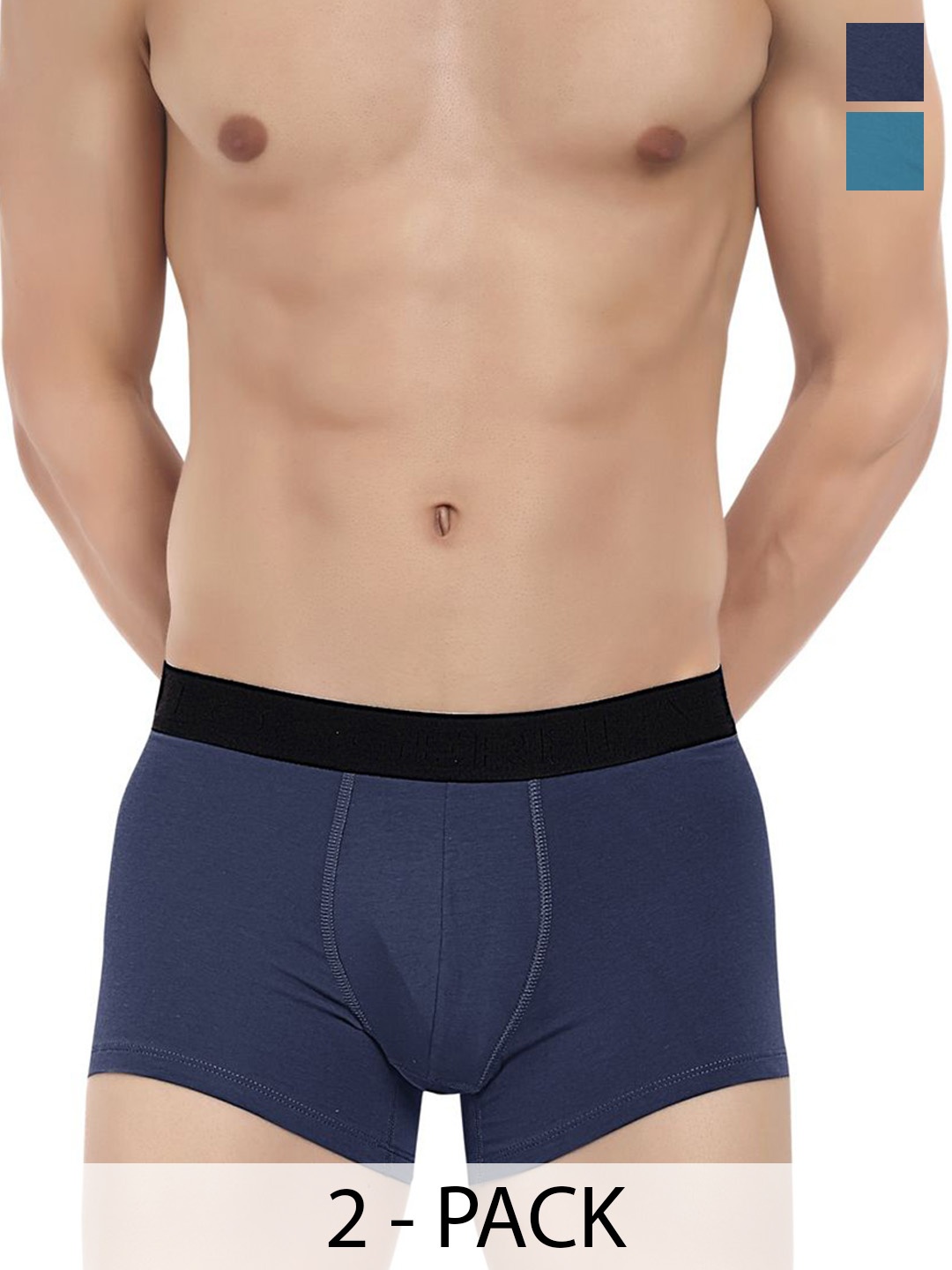

LOGGERHEAD Pack Of 2 Cotton Long Trunks LHFT004-Aqua-Navy, Blue