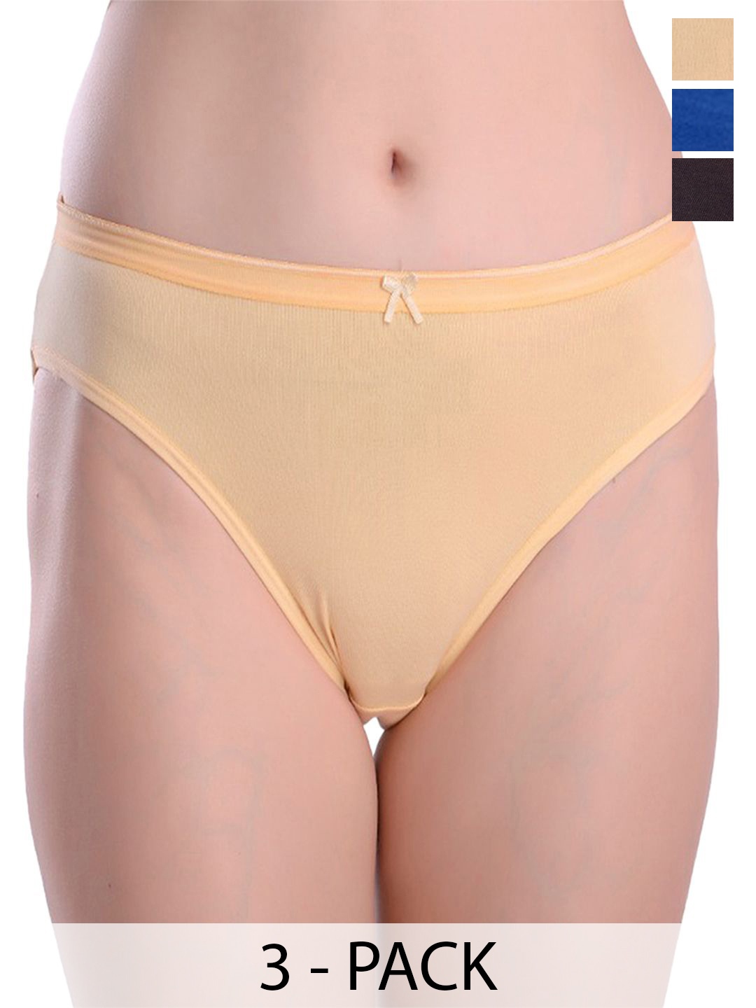 

Valles365 by S.C. Pack of 3 Bikini Briefs - BIKCM3BGBKBLU-S, Beige