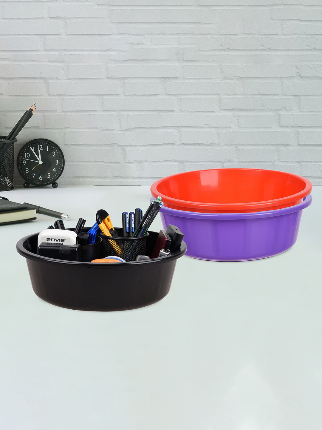 

Kuber Industries Purple & Red 3 Pieces Desk Organisers 6 ltr