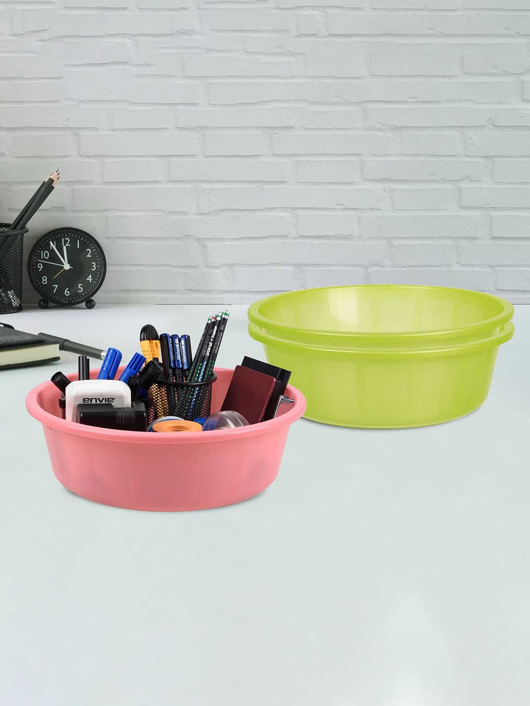 

Kuber Industries Green & Pink 3 Pieces Regular Multi-Utility Organisers